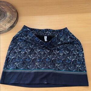 Kyodan Navy Floral Active Mini Skirt with Teal Stripe